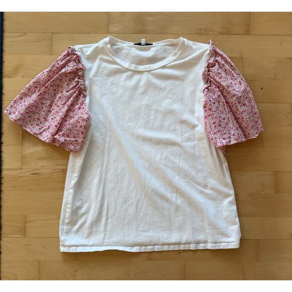 English Factory ruffled colorblock top White Pink Small - Picture 1 of 3